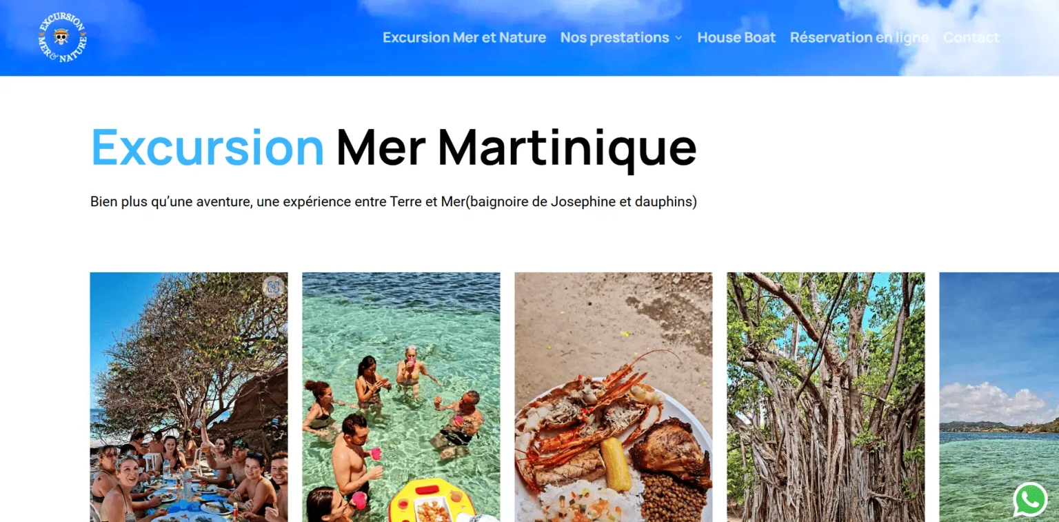 Excursion Mer Martinique website front screenshot