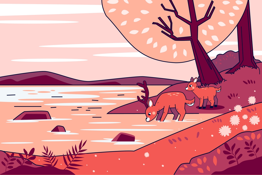Hand drawn nature scenes illustration